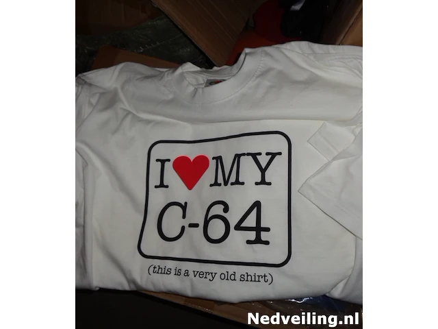 4x fruit of the loom wit t-shirt maat l i love my c-64 - afbeelding 1 van  3