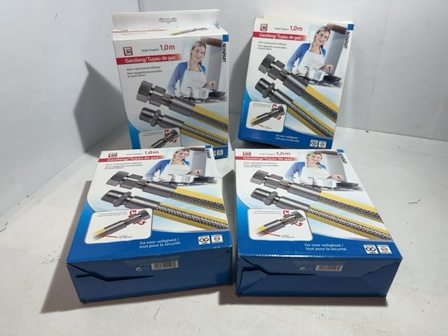 4x gas aansluitset belgische standaard, scanpart, geel, dn12 100 cm - afbeelding 1 van  3