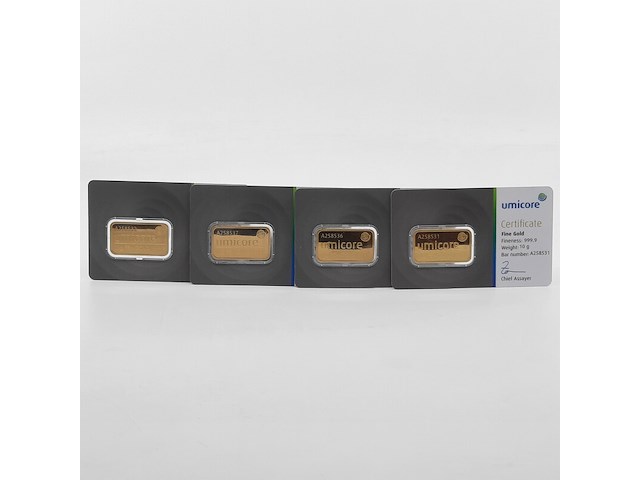 4x goudbaar, 10 gram, umicore - afbeelding 1 van  9