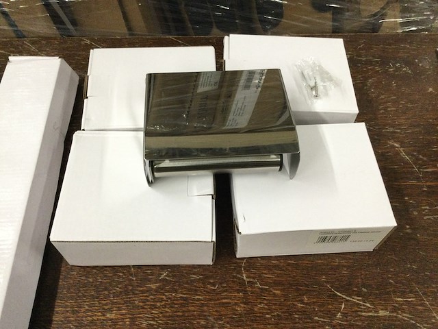 4x handdoekrek en 4x toiletrolhouder, chroom - afbeelding 3 van  4