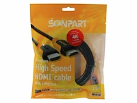 4x hdmi kabel 3 meter - 4k ultra hd@60hz, scanpart, zwart