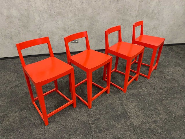 4x houten barkruk rood zh60 - afbeelding 4 van  6