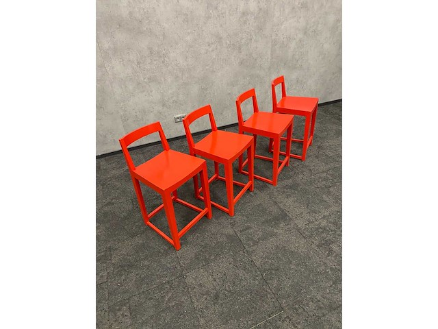 4x houten barkruk rood zh60 - afbeelding 5 van  6