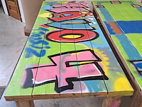 4x houten geschilderde tuintafel - afbeelding 2 van  5