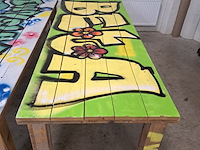 4x houten geschilderde tuintafel - afbeelding 5 van  5