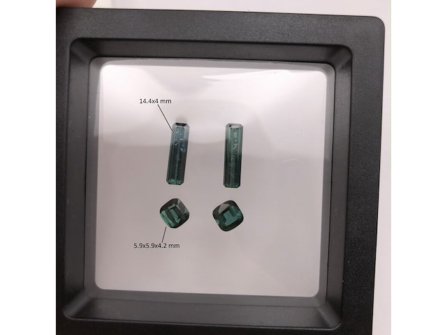 4x indicoliet toermalijn, blauwgroen of groenblauw - afbeelding 3 van  4