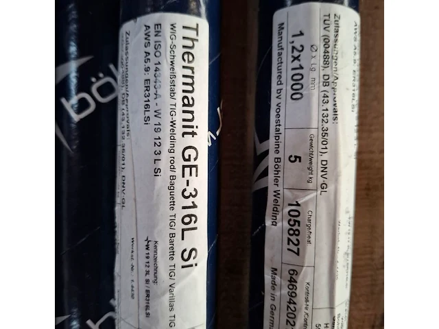 4x koker a 5 kilo laselektrode avesto, thermanit ge-316l si - afbeelding 8 van  11