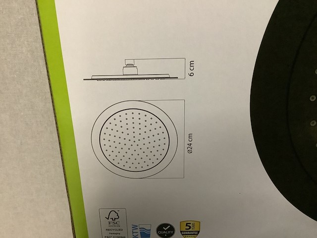 4x kop voor stortdouche rond aqua su, bacila, zwart - afbeelding 3 van  3