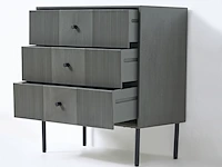 4x ladekast met 3 laden – bijzettafel – 61 x 33 x 66 cm – hout - donkergrijs vidi, gravur - afbeelding 3 van  6
