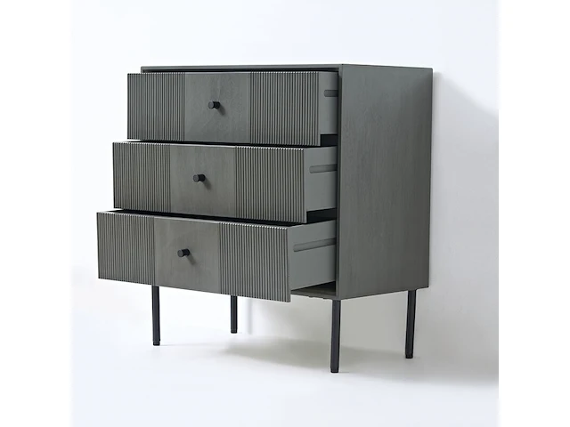 4x ladekast met 3 laden – bijzettafel – 61 x 33 x 66 cm – hout - donkergrijs vidi, gravur - afbeelding 3 van  6