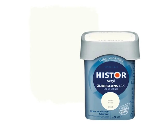 4x lak waterbasis zijdeglans histor, perfect finish, ivoor, 750 ml - afbeelding 1 van  2