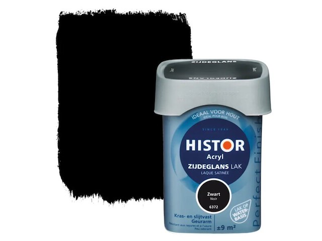 4x lak zijdeglans 750 ml histor, perfect finish, zwart - afbeelding 1 van  2