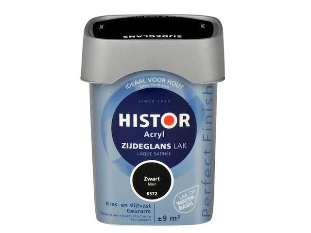 4x lak zijdeglans 750 ml histor, perfect finish, zwart - afbeelding 2 van  2