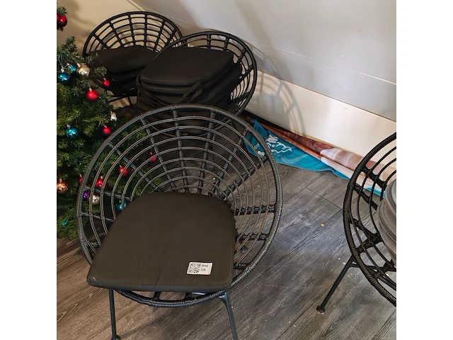 4x loungestoelen met kussen, zwart - afbeelding 1 van  2