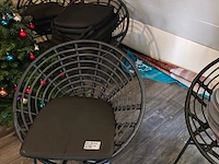 4x loungestoelen met kussen, zwart