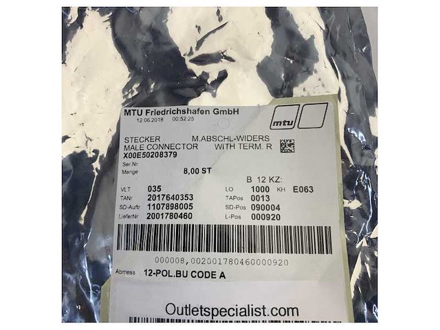 4x mtu x00e50208379 original male connector with thermal resistor - afbeelding 6 van  6