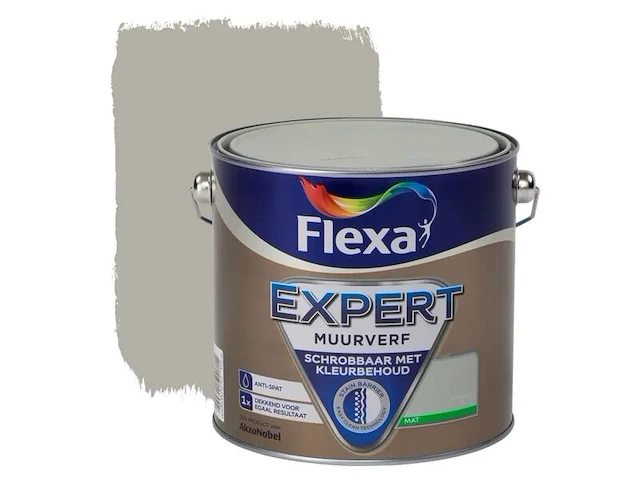 4x muurverf mat, flexa, expert, kiezelgroen, 2,5 liter - afbeelding 1 van  2