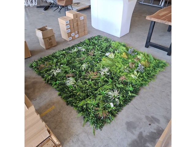 4x net muurdecoratie kunstplanten (4 m²) - afbeelding 1 van  6