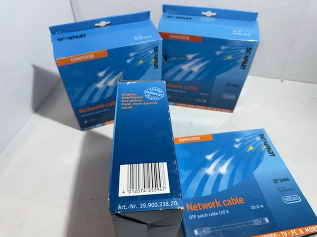 4x netwerkkabel utp, scanpart, zwart, 20 meter - afbeelding 3 van  3