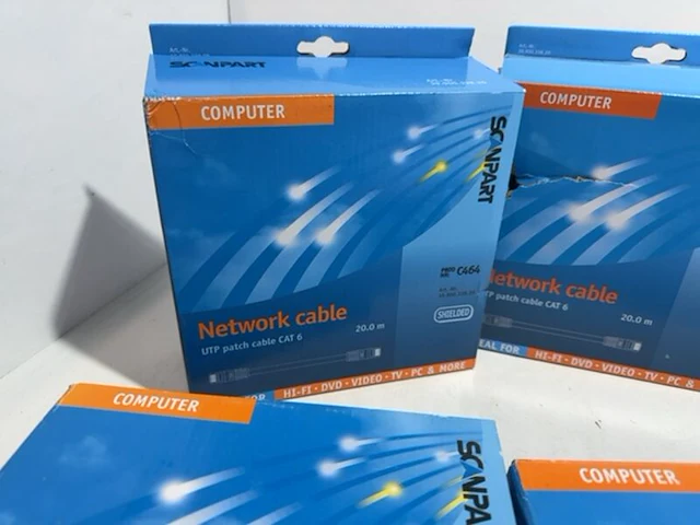4x netwerkkabel utp, scanpart, zwart, 20 meter - afbeelding 2 van  3