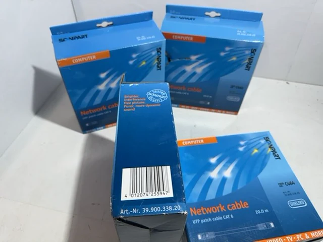 4x netwerkkabel utp, scanpart, zwart, 20 meter - afbeelding 3 van  3
