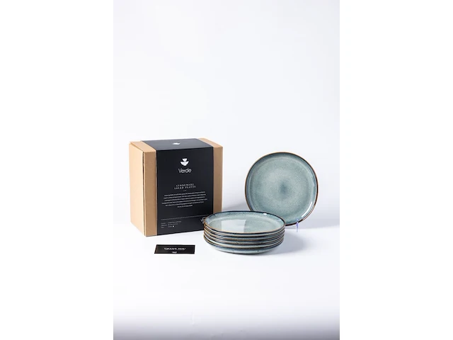 4x ontbijtborden set van 6 stuks – ø21 cm - saliegroen vidi, verde - afbeelding 1 van  10