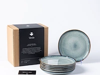 4x ontbijtborden set van 6 stuks – ø21 cm - saliegroen vidi, verde
