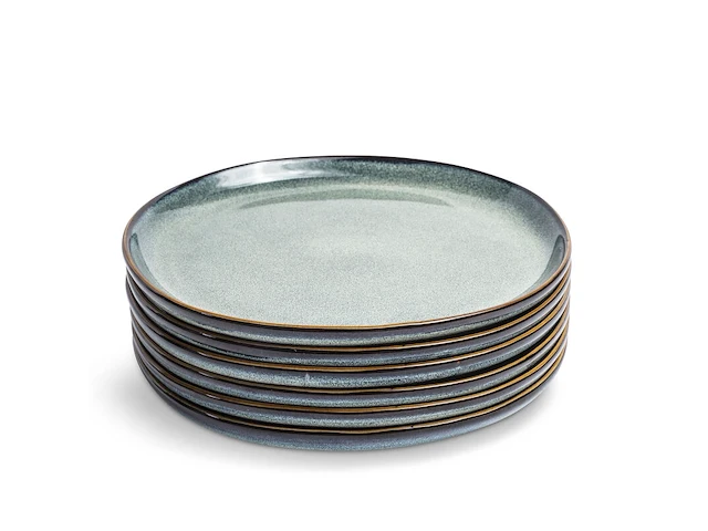 4x ontbijtborden set van 6 stuks – ø21 cm - saliegroen vidi, verde - afbeelding 3 van  10