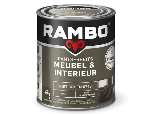 4x pantserbeits meubel interieur mat rambo, vintage, riet groen, 750 ml - afbeelding 2 van  2