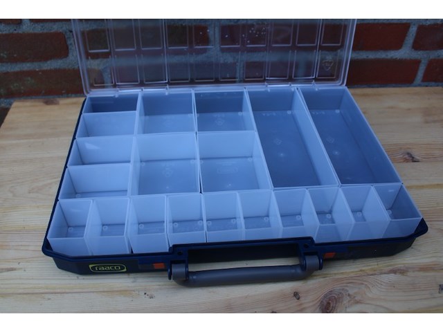4x raaco carrylite 55/5x10 assortimentskoffer 20-vakken, hbd 57 x 413 x 330 mm, nette staat, kan sticker(lijm)resten bevatten - afbeelding 1 van  9