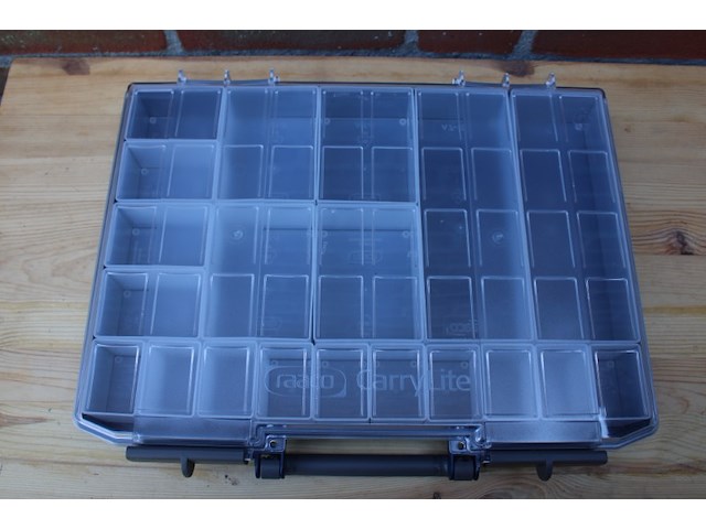 4x raaco carrylite 55/5x10 assortimentskoffer 20-vakken, hbd 57 x 413 x 330 mm, nette staat, kan sticker(lijm)resten bevatten - afbeelding 4 van  9