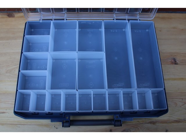 4x raaco carrylite 55/5x10 assortimentskoffer 20-vakken, hbd 57 x 413 x 330 mm, nette staat, kan sticker(lijm)resten bevatten - afbeelding 7 van  9