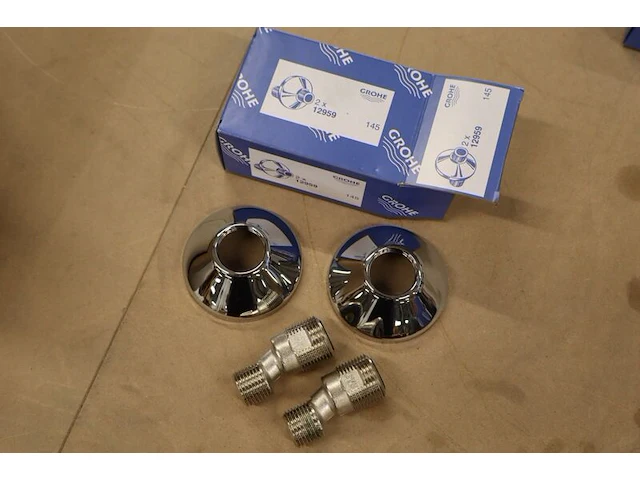 4x s-aansluitingen met wandrozetten grohe, 12959, chroom - afbeelding 3 van  8