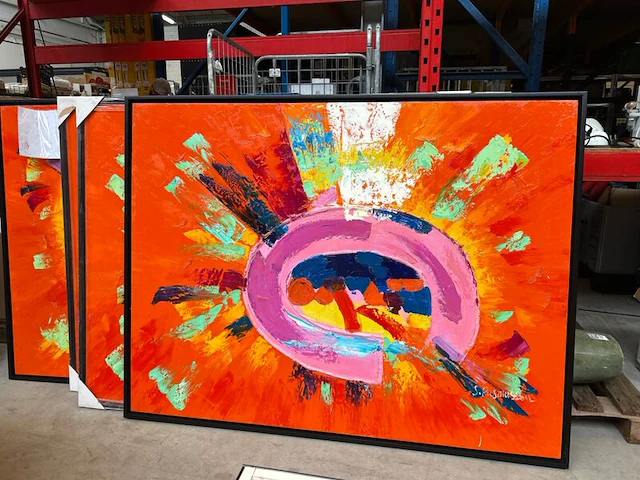 4x s. rasmussen ‘power of colour’ origineel olieverfschilderij op doek - afbeelding 1 van  7