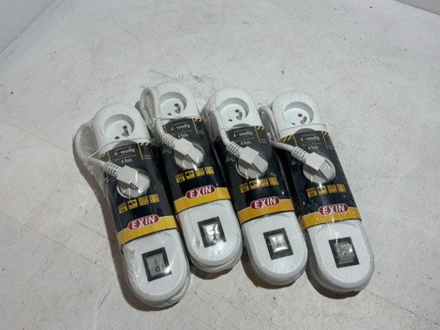 4x stekkerdoos met 4 stopcontacten, exin, 1,5 meter kabel - afbeelding 1 van  3