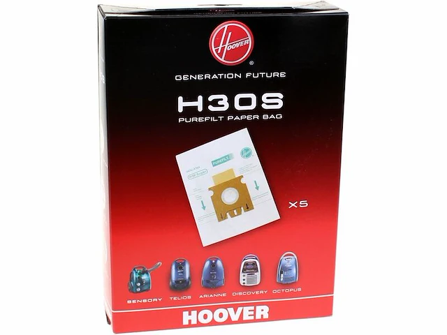 4x stofzuigerzak paper bag, hoover, h30s - afbeelding 1 van  2