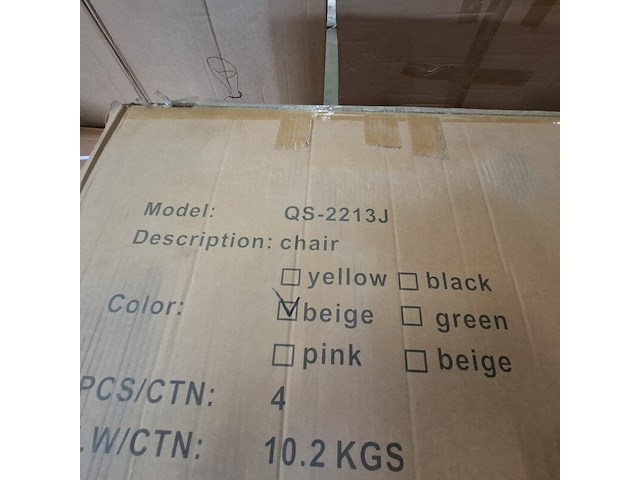 4x velvet eetkamerstoel, beige, 2025 - afbeelding 4 van  5