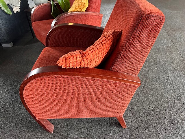 4x vintage fauteuils, terra - afbeelding 4 van  6