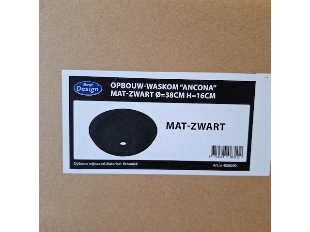 4x waskom best design, ancona, mat zwart - afbeelding 5 van  5