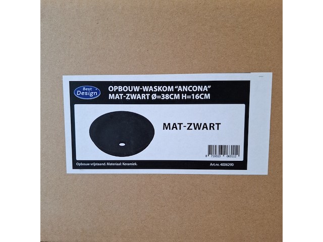 4x waskom best design, ancona, mat zwart - afbeelding 6 van  6