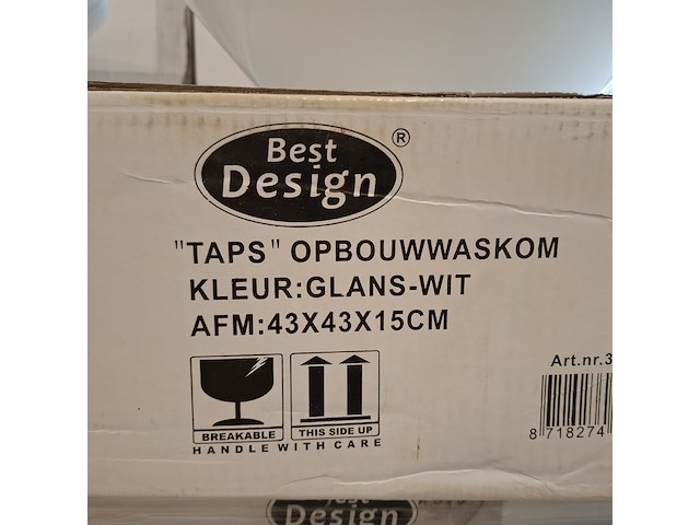 4x waskom best design, taps, glans wit - afbeelding 6 van  6