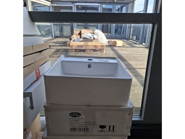 4x wastafel best design, store, glans wit - afbeelding 1 van  7