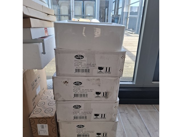 4x wastafel best design, store, glans wit - afbeelding 2 van  7