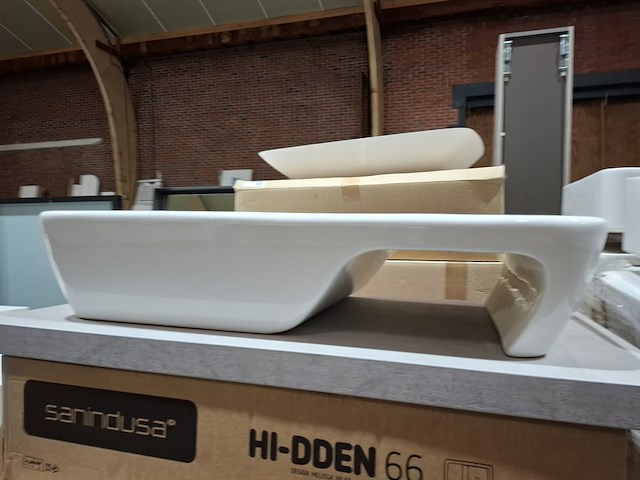 4x wastafel sanindusa, hi-dden 66, glans wit - afbeelding 5 van  8