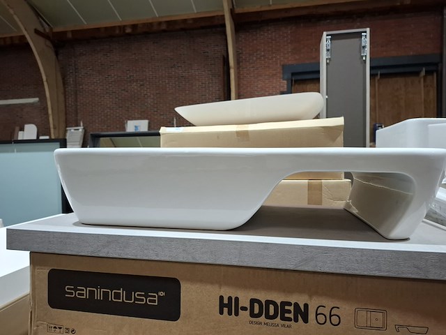4x wastafel sanindusa, hi-dden 66, glans wit - afbeelding 6 van  8