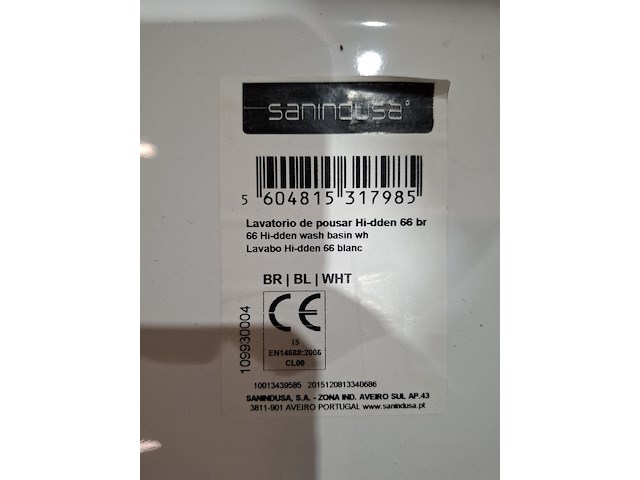 4x wastafel sanindusa, hi-dden 66, glans wit - afbeelding 7 van  8