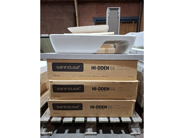 4x wastafel sanindusa, hi-dden 66, glans wit - afbeelding 8 van  8