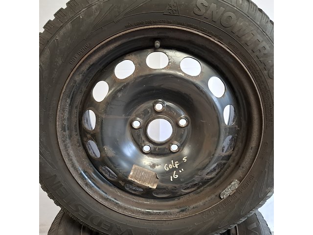4x winterband met metalen velgen komen van een vw golf 5, vredestein, snowtrac 3 - afbeelding 14 van  16