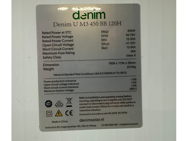 4x zonnepaneel denim u m3 450 bb 120h, glas/kunststof - afbeelding 5 van  5