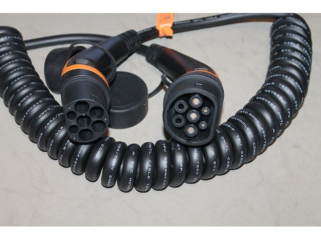 5 autolaadkabels / koppelkabels spiraal type 2. 6m 3x6 mm2. - afbeelding 2 van  3